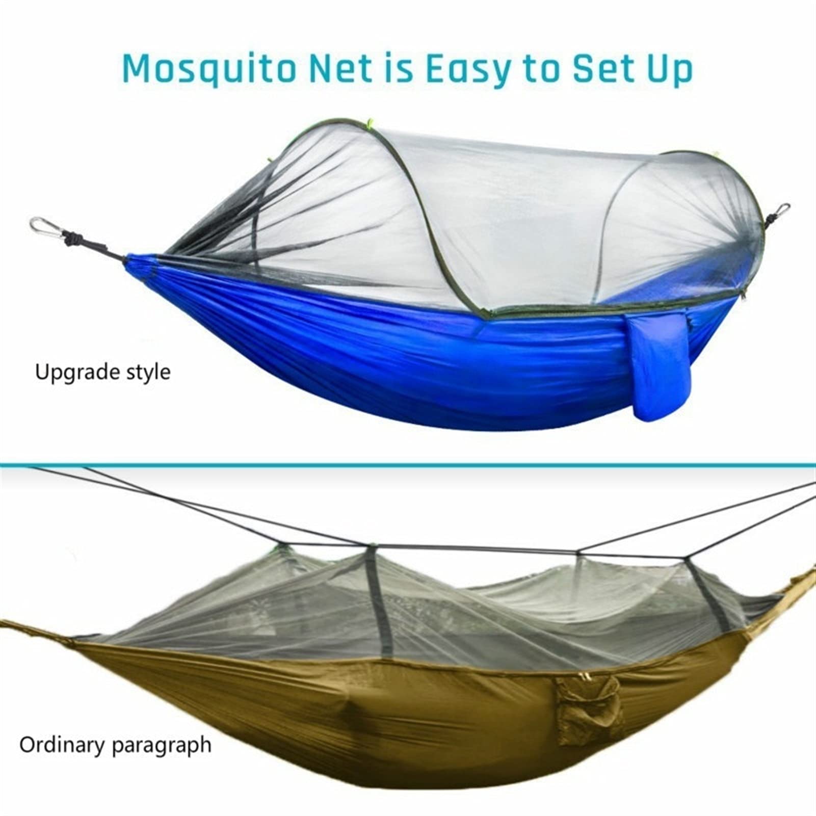 Schaukel Camping Hängematte mit Netto-Pop-Up-Licht, tragbare Portion im Freien Fallschirmhamm, Campingbedarf Klettergeräte & Schaukeln (Color : A)