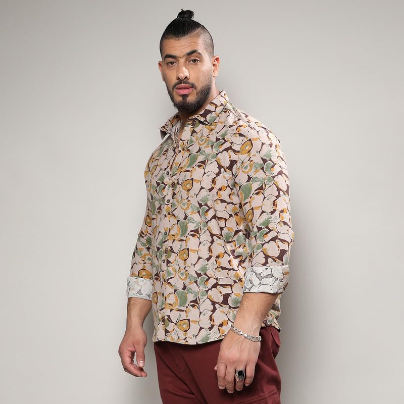 Image of Instafab Plus Men's Shirt for Casual Wear | Spread Collar | Long Sleeve | Button Closure | Plus-Size Fit | Cotton Shirt Crafted with Comfort Fit for Everyday Wear