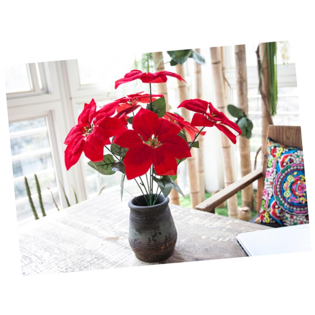 Ciieeo 2piezas Adornos Artificiales De Poinsettia para Decoración Navideña Cabezas De Flores Simuladas para Árboles y De Mesa para Especiales