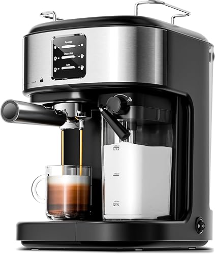 Máquina de café expreso y capuchino, máquina de café con leche de 20 bar con espumador automático de leche, 3 en 1, máquina de café espresso