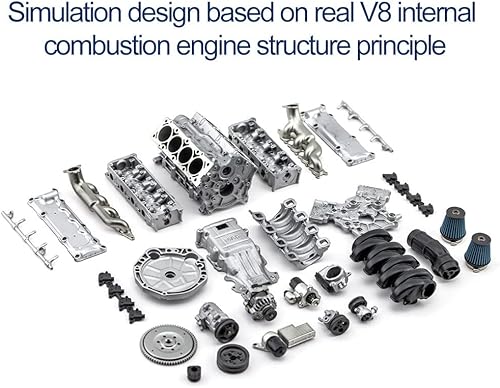 Miniatura 6 de LACOS V8 - Kits de modelos de motor que funcionan, MAD RC dinámico modelo de motor de combustión interna para AX90104 SCX10 Capra VS4-10 ProUltra