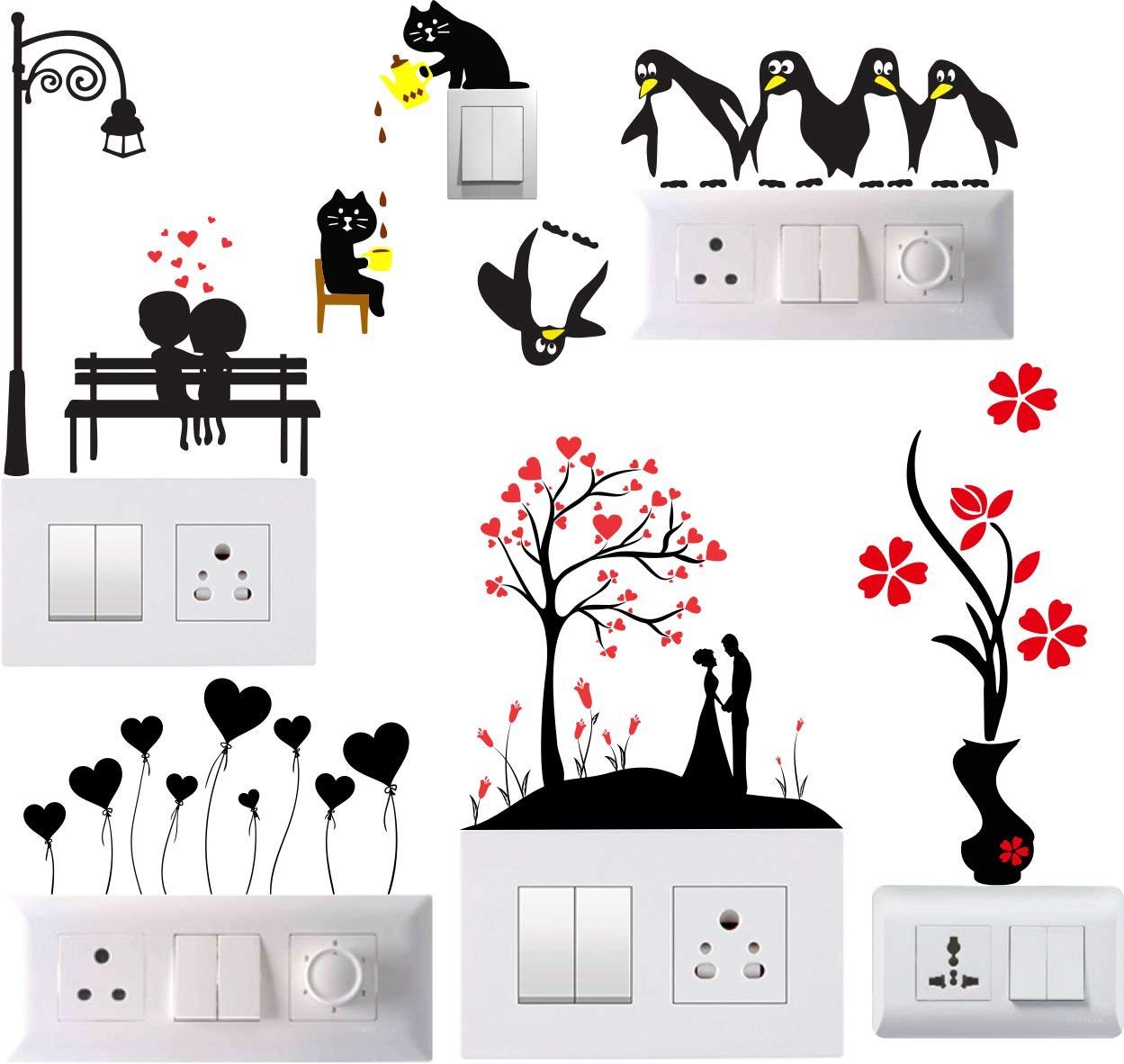 Switch Board Sticker Light Switches Sticker Combo Set of 6