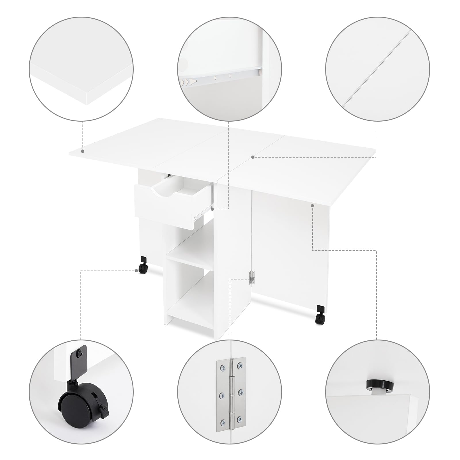 Mondeer Eettafel, inklapbare keukentafel voor 4-6 personen, klaptafel