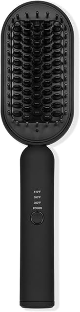 L'ANGE HAIR Mane Pass 2-in-1 Straightening Brush – Ceramic-Coated Bristles | Negative Ion Function | Adjustable Temperature | Auto Shut-Off | 360° Swivel Cord | For Smooth, Frizz-Free Hair (Black)