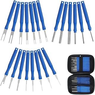 ANNJUC Juego de 21 herramientas de extracción de terminales de coche, extractor de cables, conector de crimpado de cable eléctrico, extractor de , fácil de usar, color azul