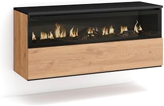 Skraut Home | Elektrokamin LED | Elektrische Kamine | 102x45x35cm | 1 Öffnung, 1 Tür | Elektrokamin. Maße | Hängend | Moderner Stil | Eiche Schwarz