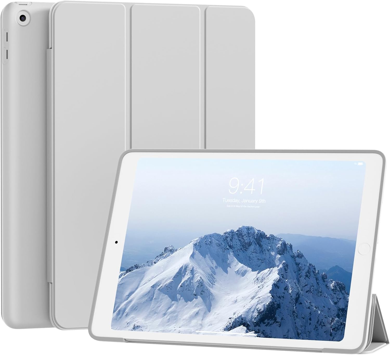 Slim Case for iPad 10.2-Inch 9th/8th/7th Generation, Gray | Trifold stand thin cover with TPU soft back, auto wake/sleep, lightweight and portable for iPad 10.2-inch 2021/2020/2019