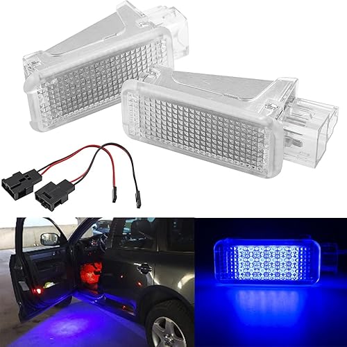 NJSBYL Golf GTI MK5 MK6 - Luces LED para puerta de cortesía para VW Touareg Tigvan Eos Passat B5 B6 CC Golf 4/5/6 Sharan Beetle Blue LED Guantera