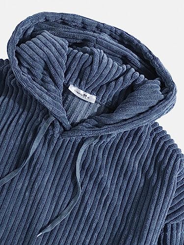 Wankang Men's Corduroy Pullover Hoodies with Pockets Casual Lightweight Fleece Long Sleeve Hooded Sweatshirts for Men3