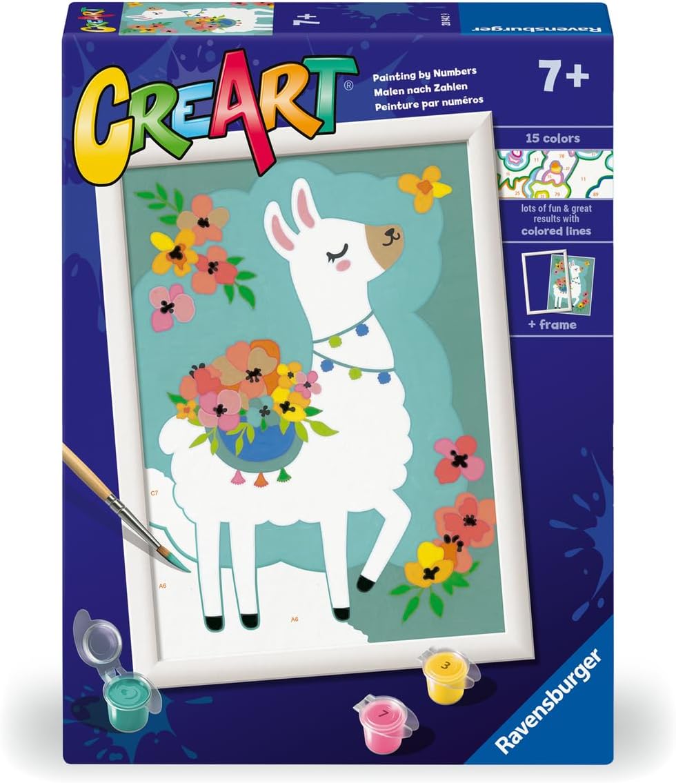 Ravensburger CreArt No Probllama Paint by Numbers Kit for Kids - 20266 - Painting Arts and Crafts for Ages 7 and Up