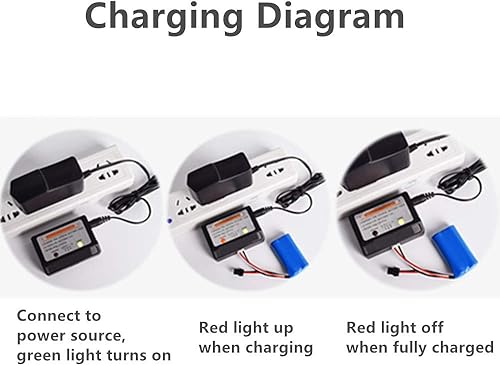 Miniatura 5 de CBB Batería de iones de litio de 7.4V 5600mAh de gran capacidad para Heng Long 3818 3889 3809 RC Tank L6.2-2P Plug 2 Pack con cargador de equilibrio