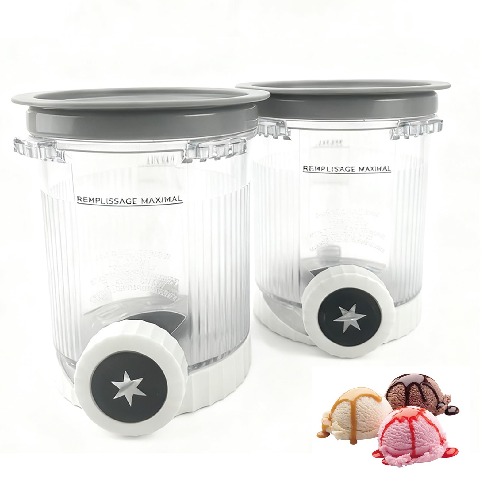 4 Stück Behälter für Ninja Swirl by CREAMi Softeis- & Eismaschine, 480 ml Eisbehälter für NC701EU Zubehör für Ninja Creami BPA-frei, spülmaschinenfest