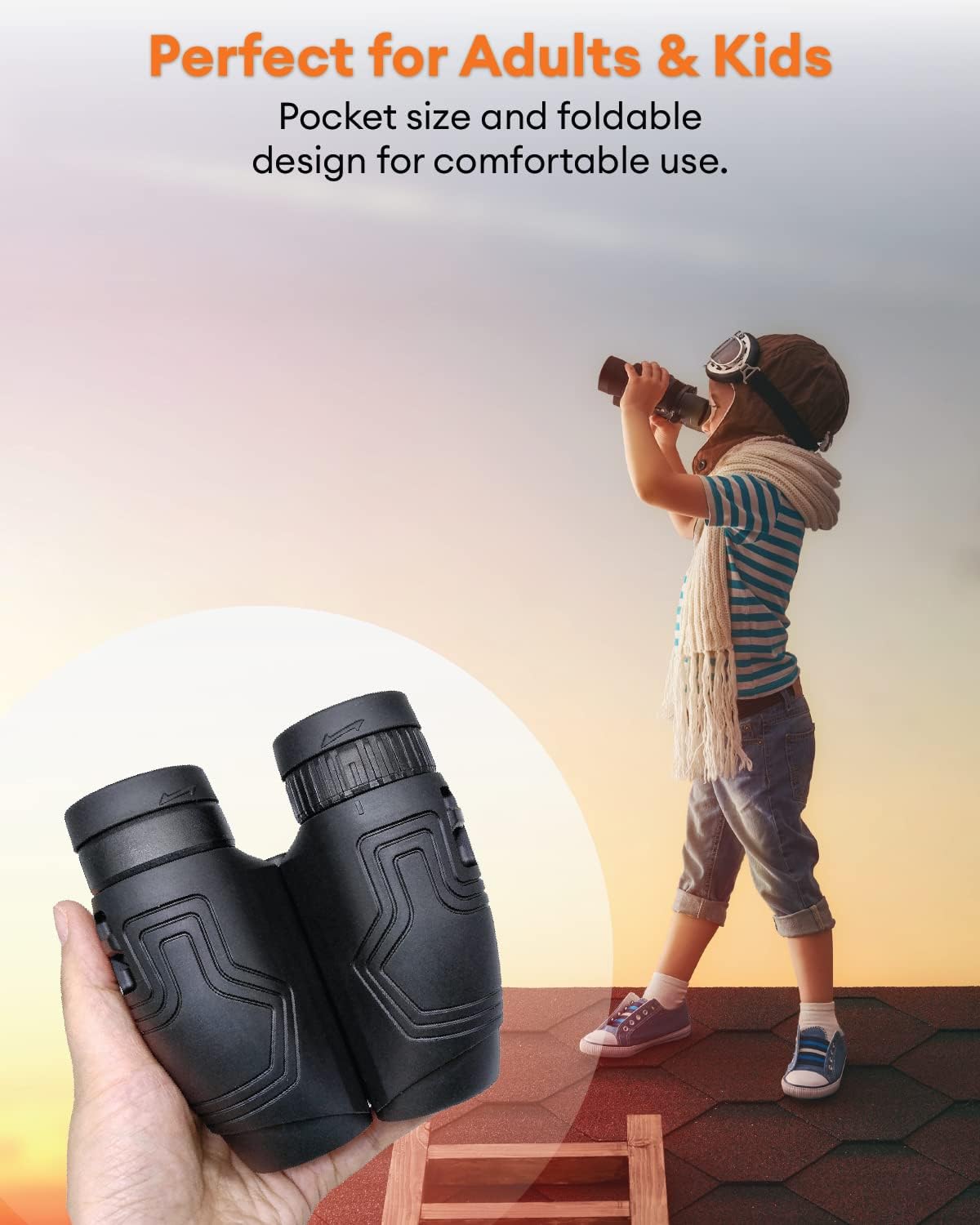 New 2023 12x25 Compact Binoculars for Adults Kids with Low Light Night Vision - Waterproof Easy Focus Binoculars for Hunting Bird Watching Outdoor Travel Sport Games - Large Eyepiece : Electronics