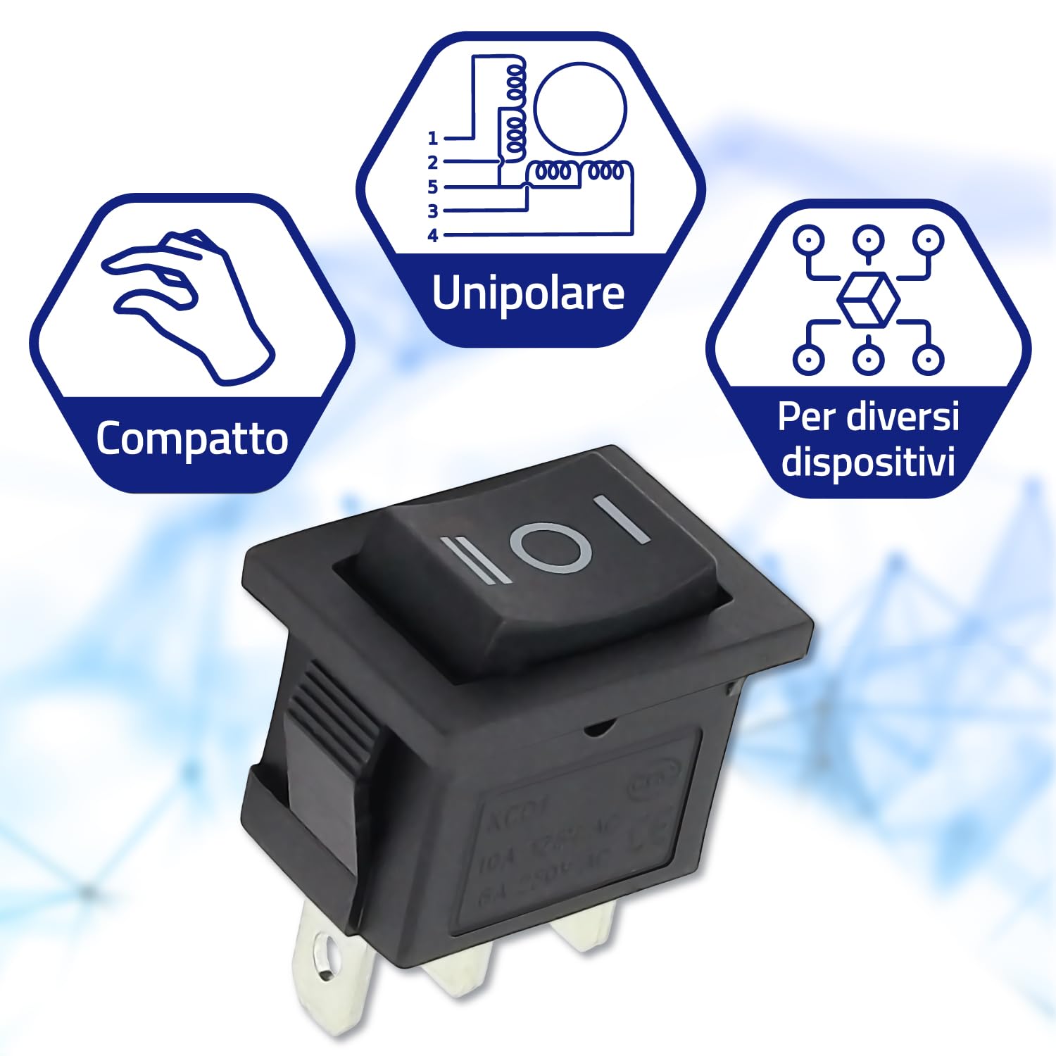 2 PEZZI Interruttore A Bilanciere Unipolare ON OFF 6A 250V SPST Rocket - Foto 8