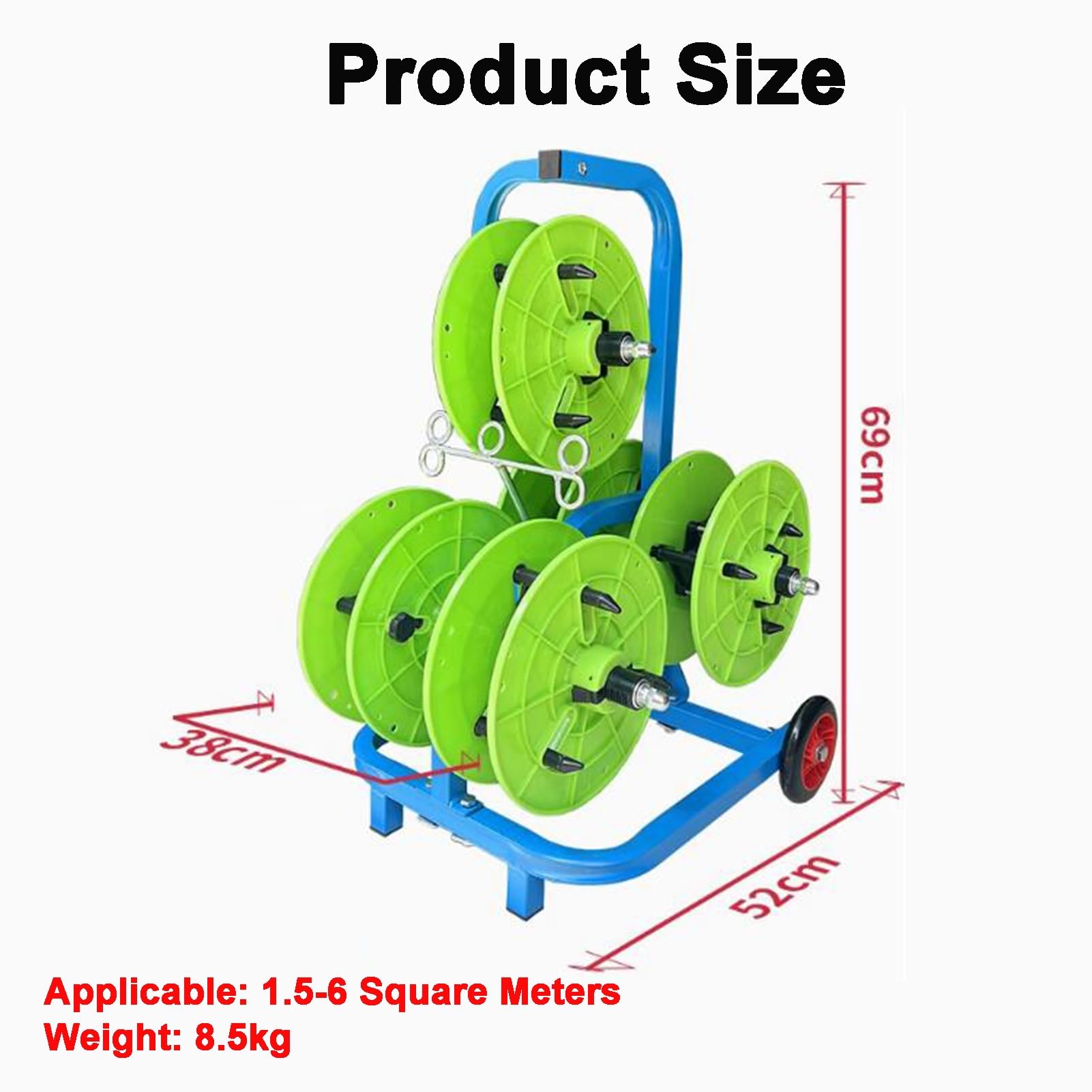 Supporto Porta-Bobine per Cavi Trasportabile E Resistente con Ruote - Porta-Bobine E Distributore per Bobine da 5/6 Canaline E Tira-Cavi - Perfetto per Appaltat(Verde-5 Rulli)