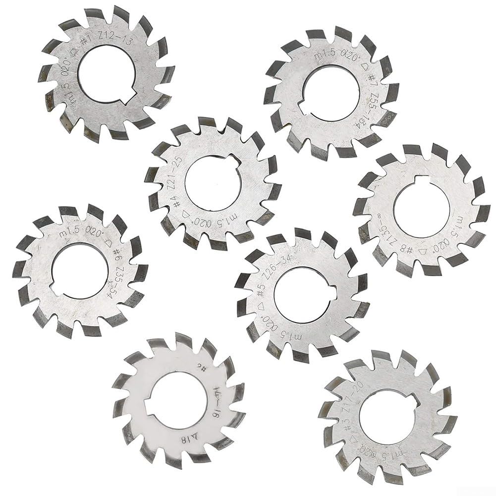 Kit de 8 fraises à engrenage en acier rapide pour module 1 5 vitesses, diamètre intérieur de 22 mm