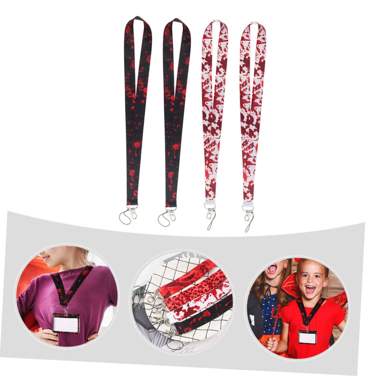 Housoutil Blut Telefon Lanyard Beige Spule Inhaber Telefonhalter Umhängeband Perlen Hängend Gothic-schlüsselanhänger Handy Halloween-telefon-lanyard Kette Polyester