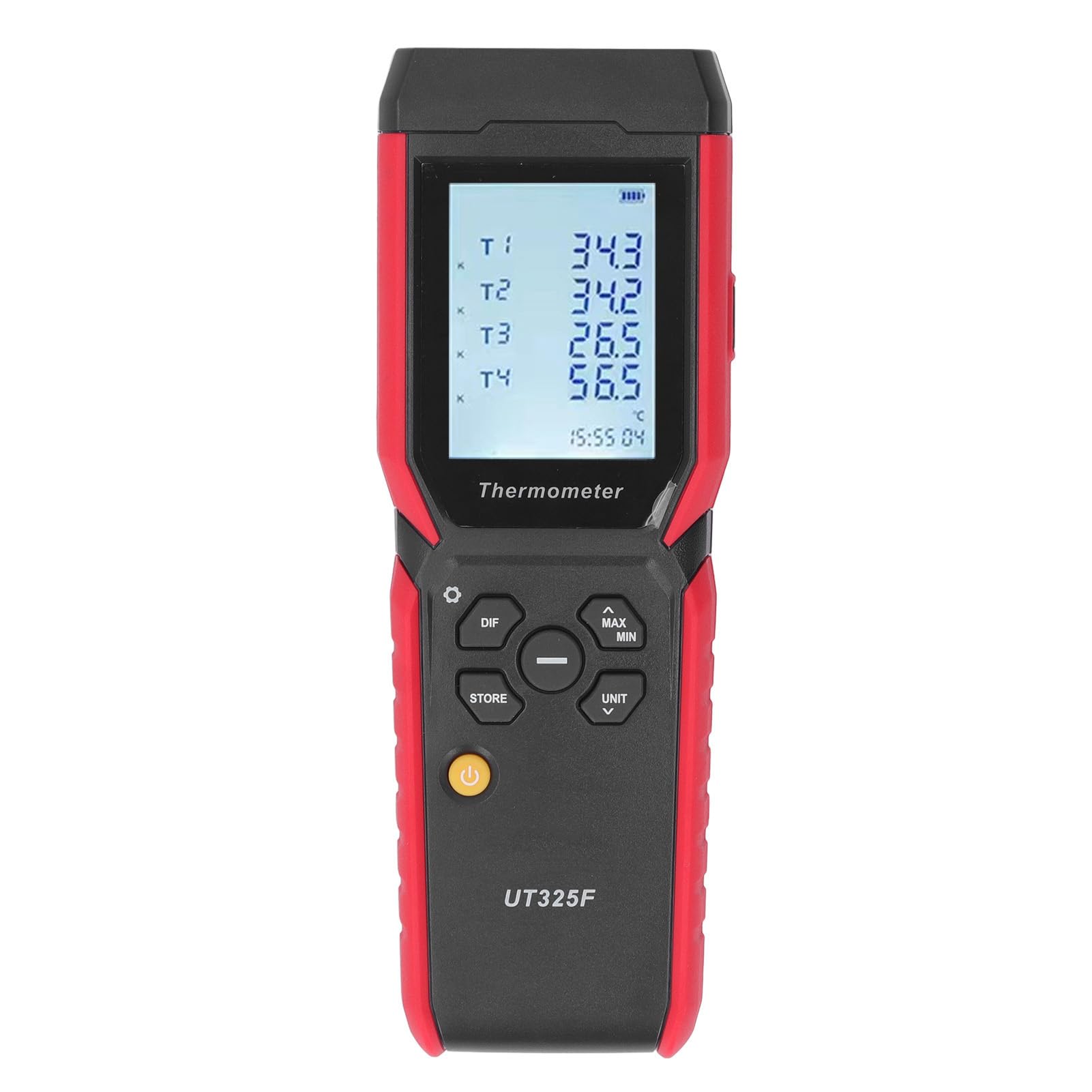 Marhynchus Termómetro Termopar Digital, Termómetro de Temperatura de 4 Canales Medidor ABS con 4 Sondas, 32°F a 3212°F Registro de Datos LCD Retroiluminado para Procesamiento de Acero Plástico