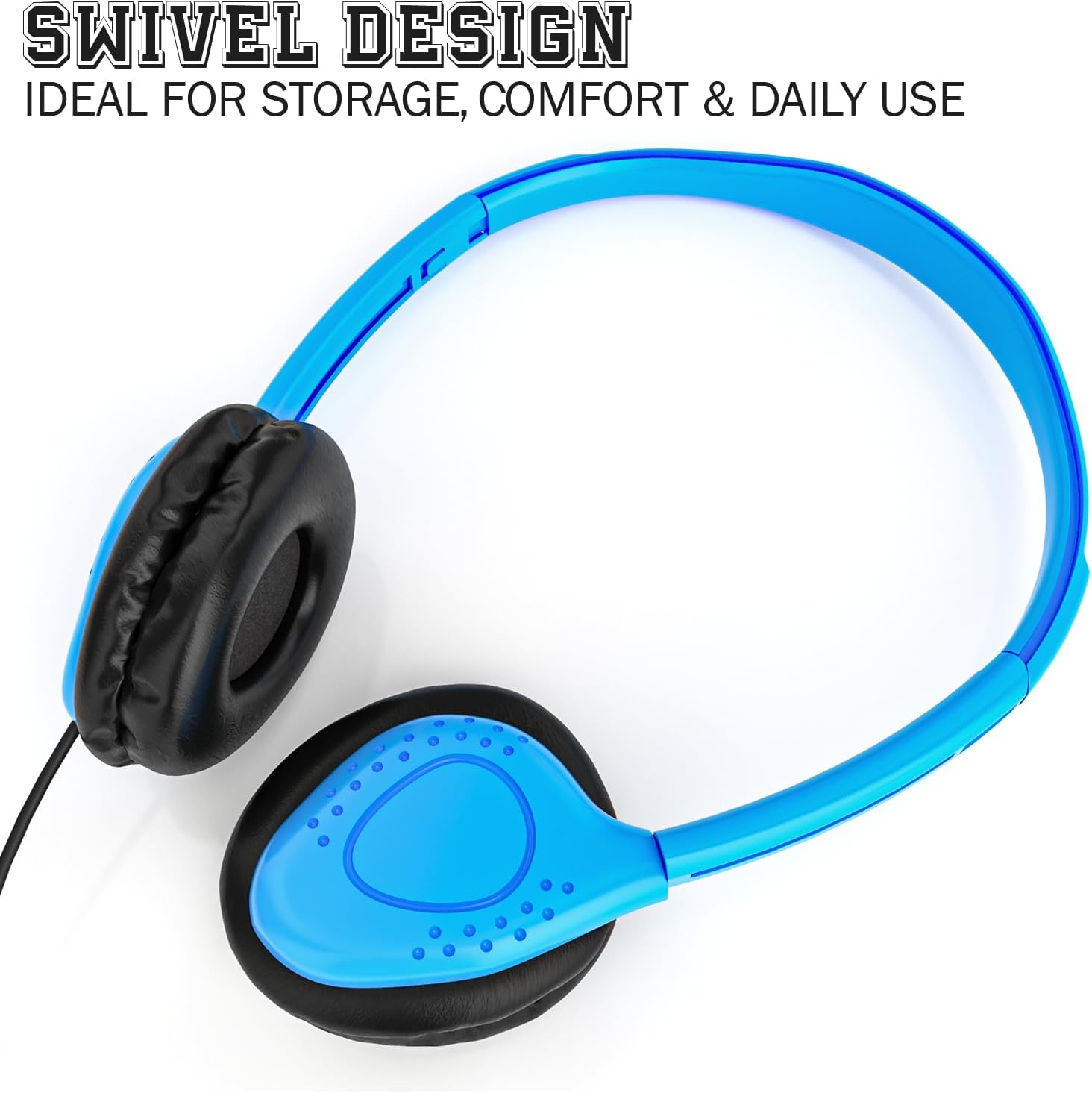 Maeline Bulk Headphones with Microphone, 10 Pack Multicolor Wired On-Ear Headsets – 3.5mm Jack, Leatherette Cushions, Adjustable Headband – for Classrooms, Libraries, Remote Learning, Office