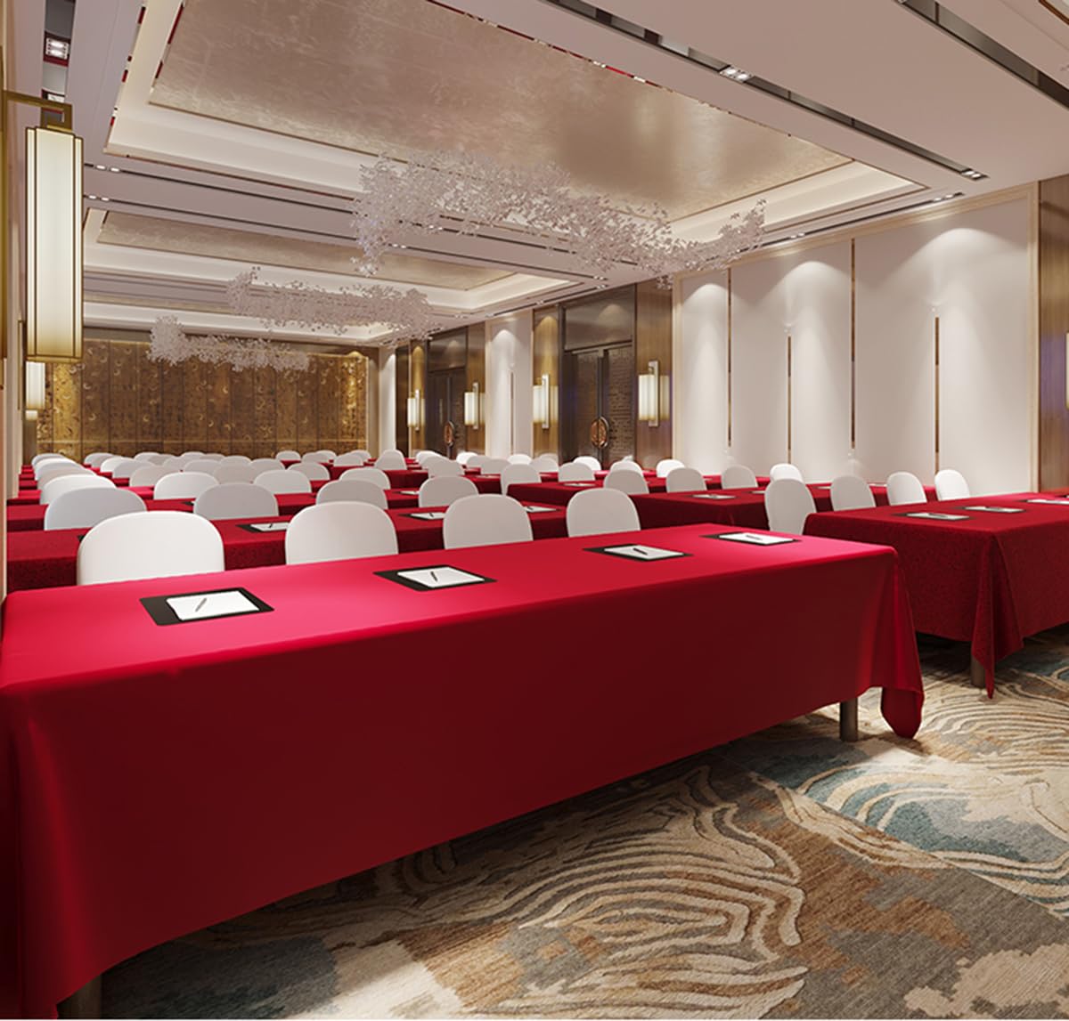 Czerwony obrus premium do hoteli i restauracji 160 x 300 cm idealny na przyjęcia świąteczne, wesela i konferencje – elegancki, odporny na plamy, łatwy w pielęgnacji