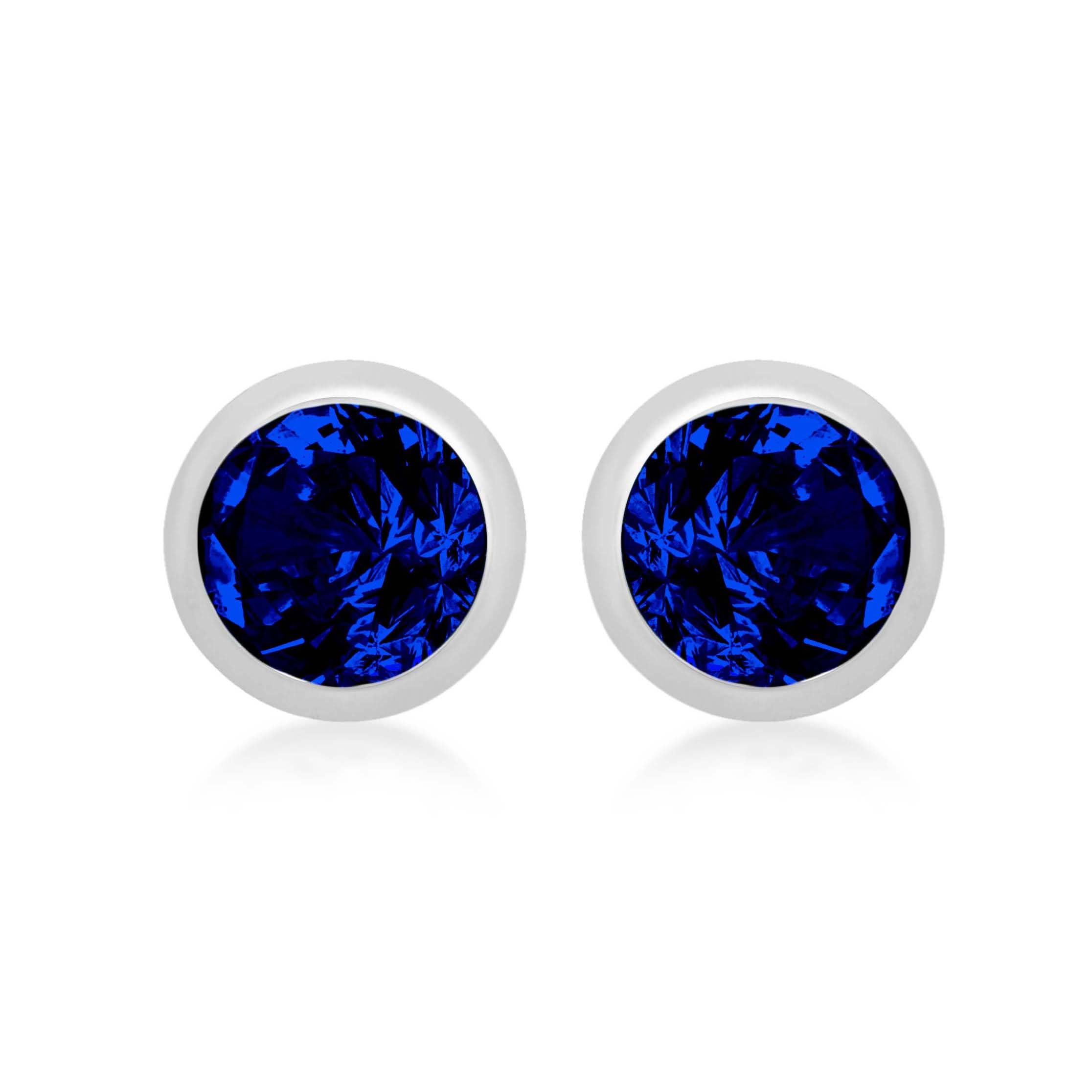 Amazon Essentials Sterling Silver Blue CZ September Birthstone Stud Earrings