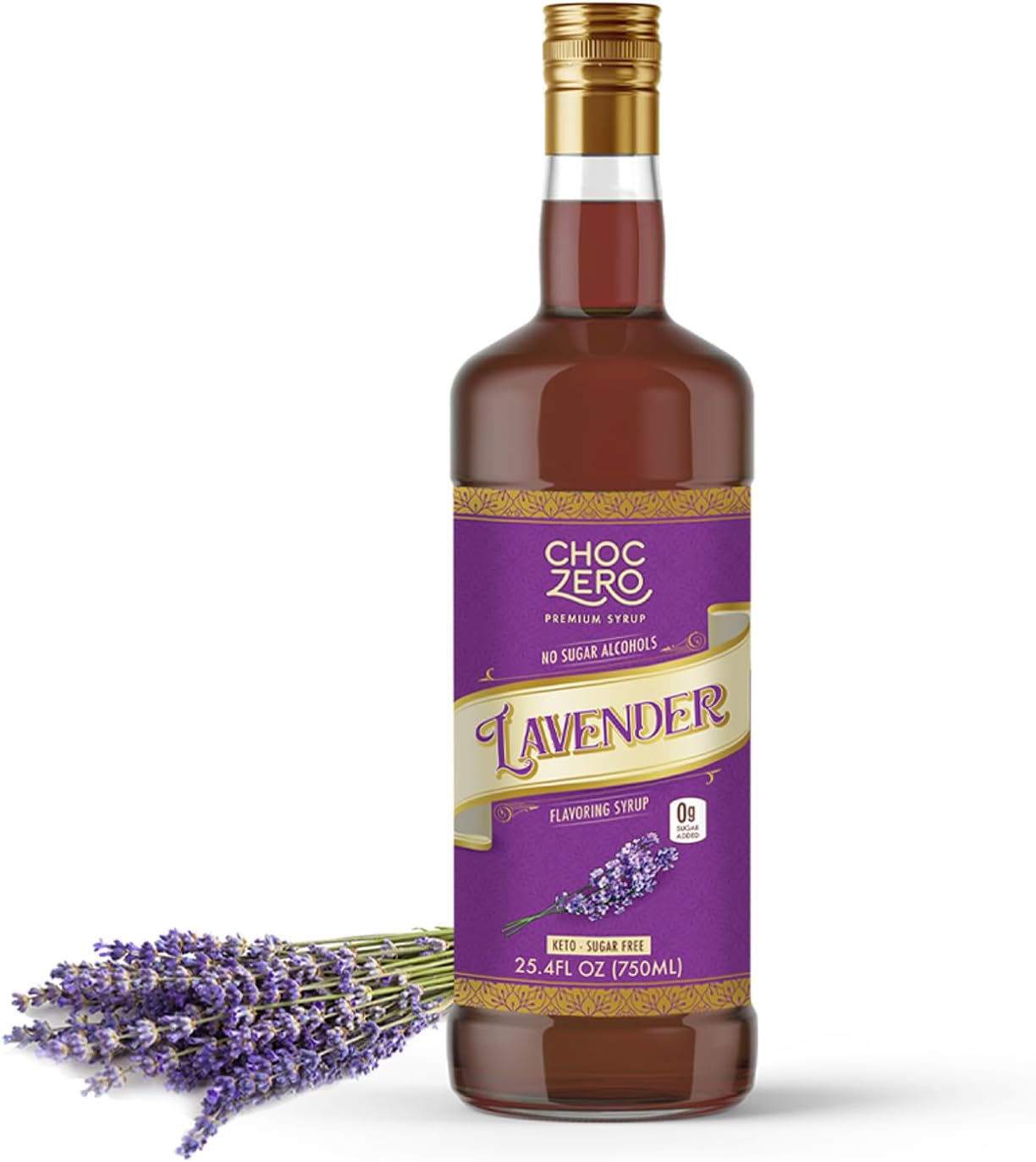 ChocZero Sugar Free Lavender Flavoring Syrup – Keto Friendly, Low Calorie & No Sugar Alcohols – 25.4 Fl Oz