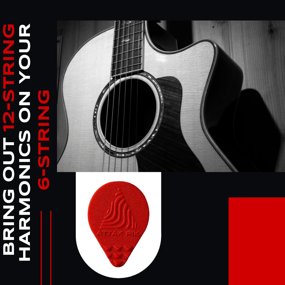 Acoustik Attak Plettro per chitarra, effetto percussivo, 12 corde, chiarezza migliorata, ideale per chitarre acustiche ed elettriche (confezione da 10)