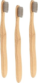 newgen medicals Bambus-Zahnbürste: Antibakterielle Bambus-Handzahnbürste, medium, 3er-Set (Zahnbürste mit Bambusgriff, biologische, Kinder)