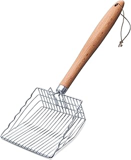 Cat Litter Scoop, Kitty Metal Scooper with Hook and Hole, Non Stick | Stainless Steel Kitten Poop Lifter, Durable & Heavy Duty Sifter, Easy To Clean, Saves Time, for Litter Box