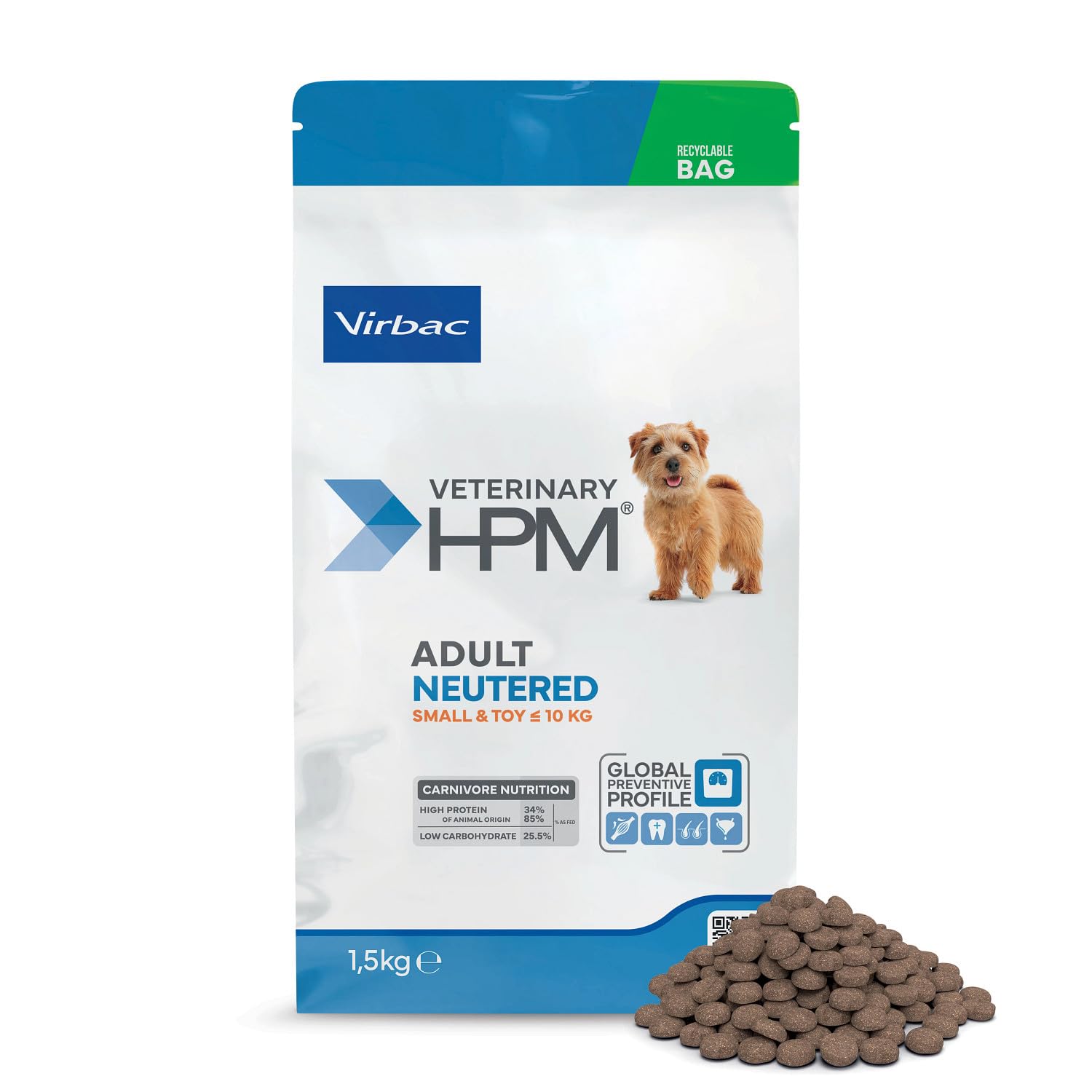 Virbac Veterinary HPM Vet Dog Ad Neutered S & Toy Nourriture pour Chien 1,5 kg