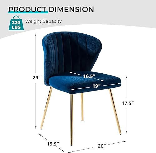 Miniatura 2 de TINA'S HOME Modernas sillas de comedor para sala de estar, silla pequeña de terciopelo con patas de metal dorado, silla lateral tapizada para