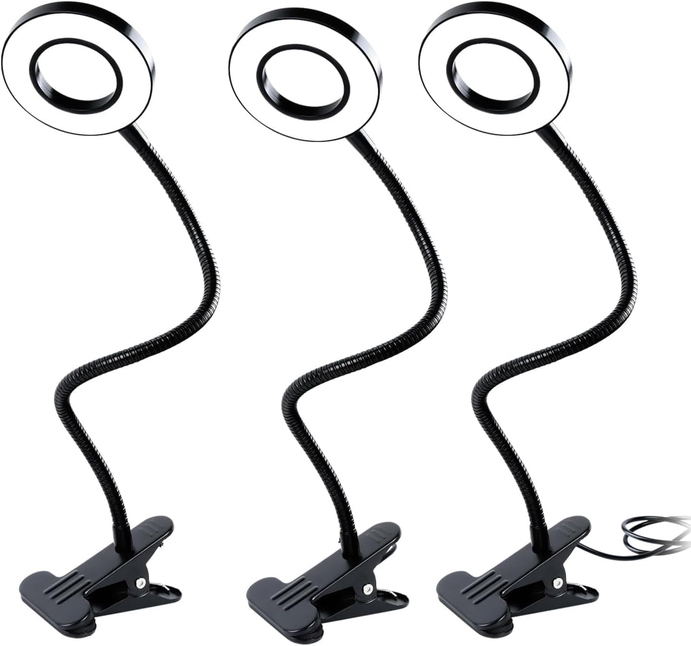 Clamp on Lamp, Desk Lamps, 8W Clip Light, Warm & Daylight & White Light 3 Colors, 10 Dimmable Illumination Modes (3 Pack)
