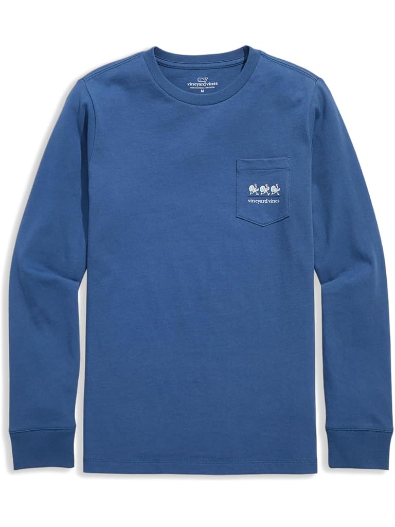 Gray Vineyard Vines Turkey Trot Long-Sleeve Pocket Tee (Little Kid/Big Kid)