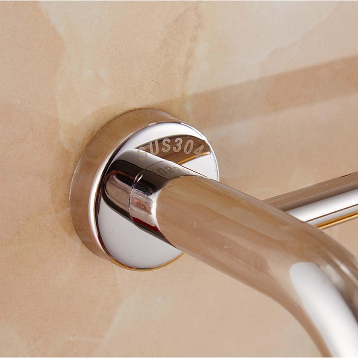 Portasciugamani doppio in acciaio inox, montaggio a parete, per bagno e cucina, lunghezza 40 cm