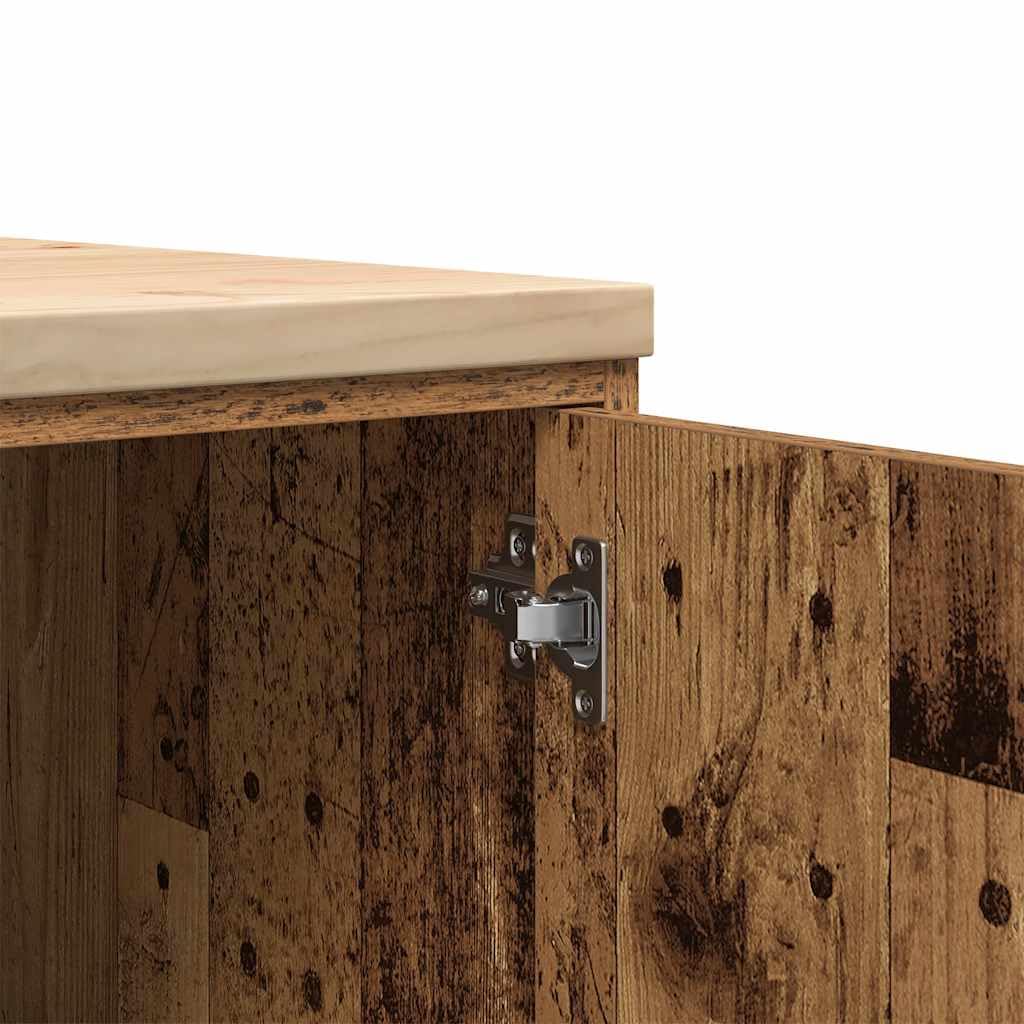 vidaXL Garagen-Aufbewahrungsschrank Altholz-Optik Massivholz Kiefer, Schrank, Werkzeugschrank, Lagerschrank, Garagenschrank, Aufbewahrungsschrank