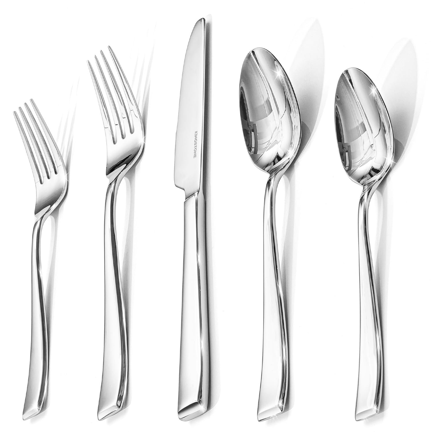 Photo 1 of KINGSTONE Mirror Polish Silverware Set for 4, 20-Piece 18/10 Stainless Steel Flatware Set, Dishwasher Safe Cutlery Set for Wedding, Home, Restaurant, Knives Spoons and Forks Set