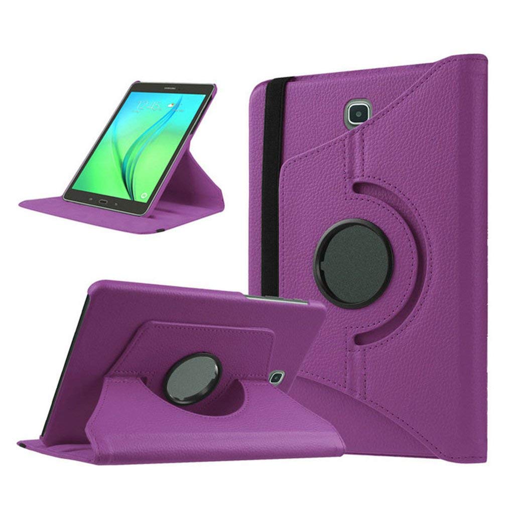 E4DEAL 360 Rotation Case for Samsung Galaxy Tab A SM-T580/T585 10.1 inch Tablet-Multiple Angles Stand Protective Cover with Auto Sleep/Wake (Purple)