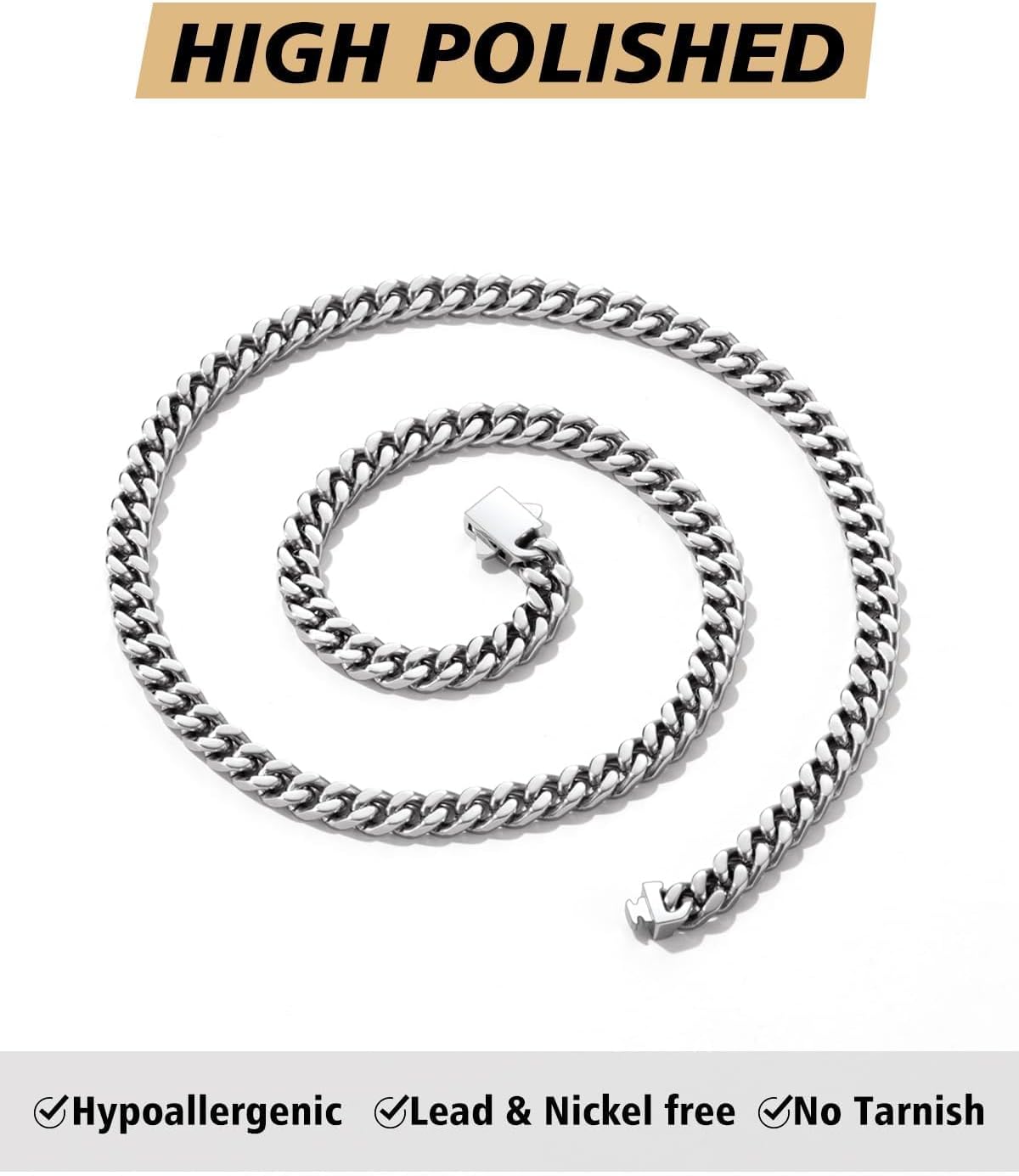 FindChic Chunky Cuban Link Chain for Women, Silver/Gold Plated Choker Trendy Statement Necklace, Thick Curb Chain Hip Hop Punk Jewelry Gift, Unisex Size 5/12/14mm - Image 7