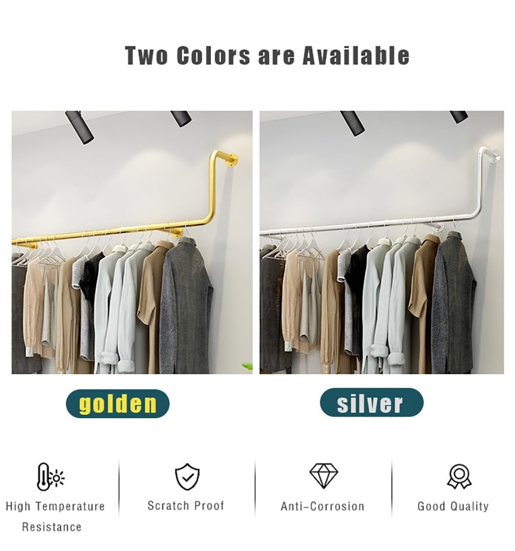 Appendiabiti da Parete Dorato, Appendiabiti da Sposa Industriale Moderno per Negozio di Abbigliamento, Espositore per Negozio di Abbigliamento Boutique Creativo