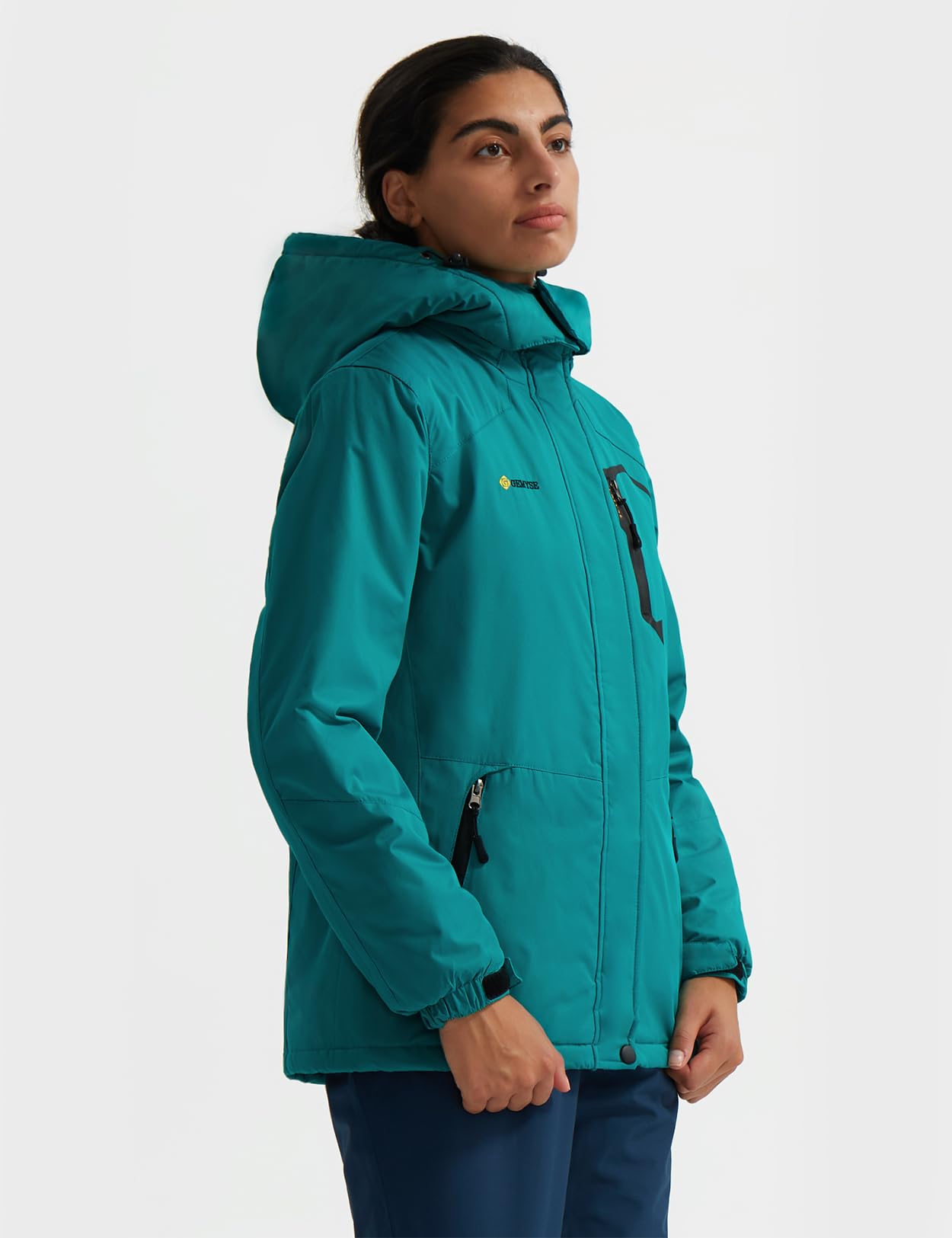 GEMYSE Donna Giacca da Sci impermeabile montagna Giacche Pile invernale antivento Cappotto con Cappuccio