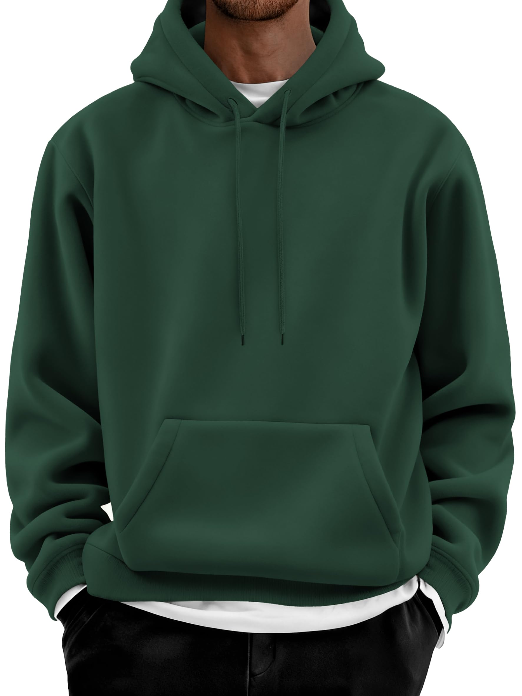 COOFANDY Men Cotton Fleece Hooded Sweatshirt Casual Long Sleeve Hoodies Pullover Fashion Drawstring Hoodie with Kanga Pocket