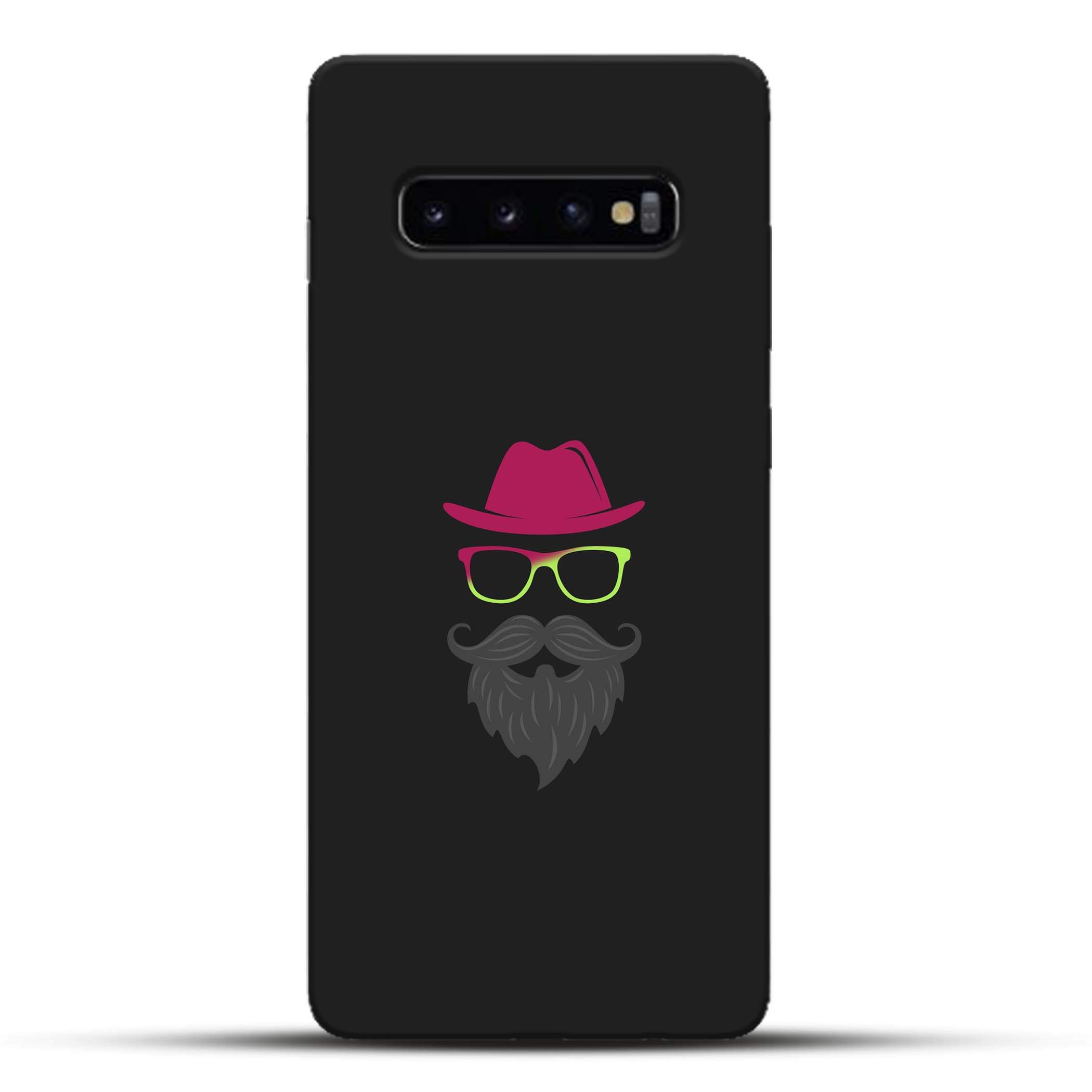 Pikkme Plastic Colorful Funky Long Beardman with Pink Cap and Black Background Abstract Designer Printed Hard Back Cover for Samsung Galaxy S10 Plus