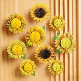 🌻【9 Tournesols】Cet ensemble de fleur en papier à suspendre comprend 9 décorations en forme de tournesols aux couleurs vives (5 pièces de 25 cm et 4 pièces de 20 cm), idéales pour apporter une touche lumineuse et joyeuse à n'importe quelle fête.