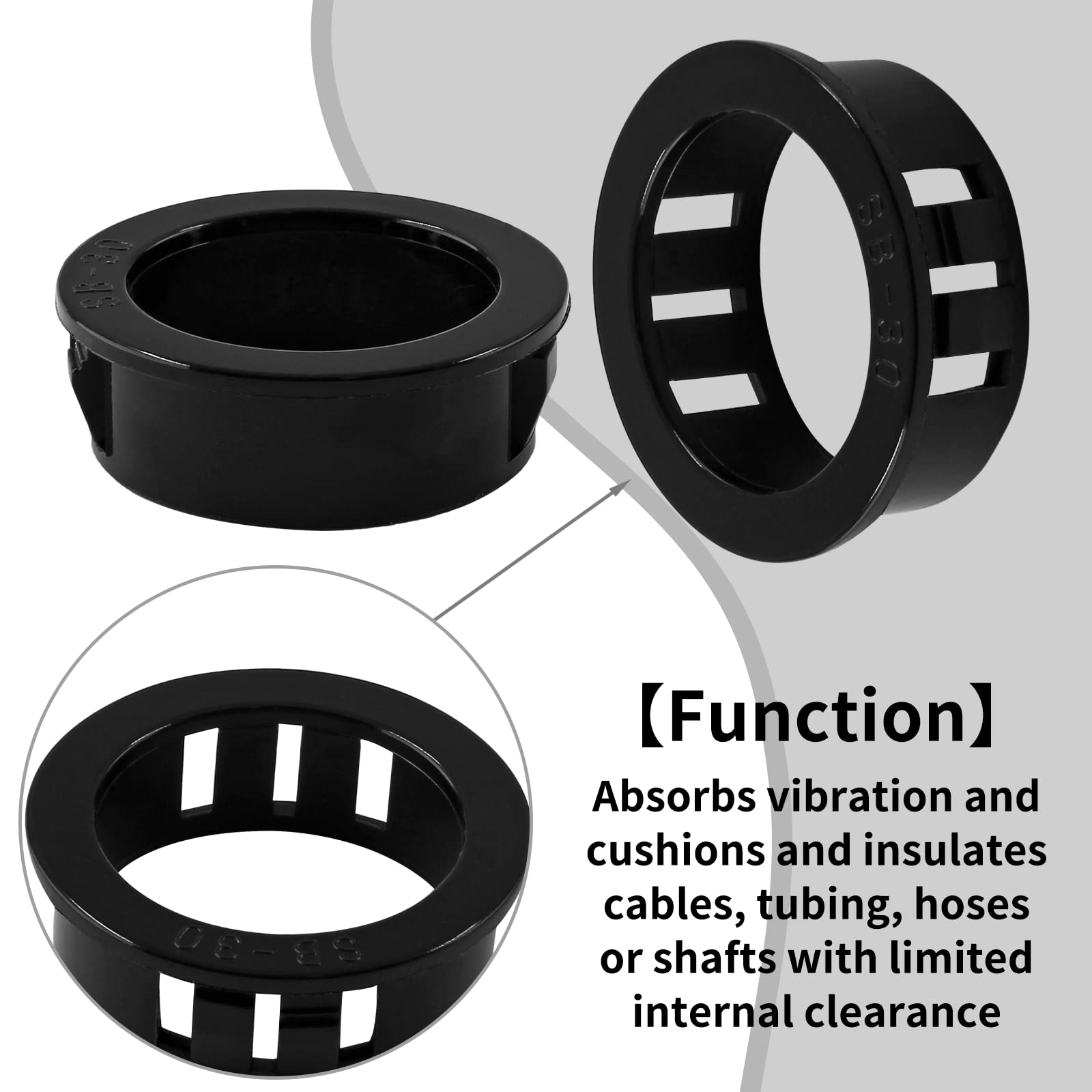Panel Bushing Cable Bushings HEYCO Snap Bushings - 100 Pack Black Cable Grommets For ...