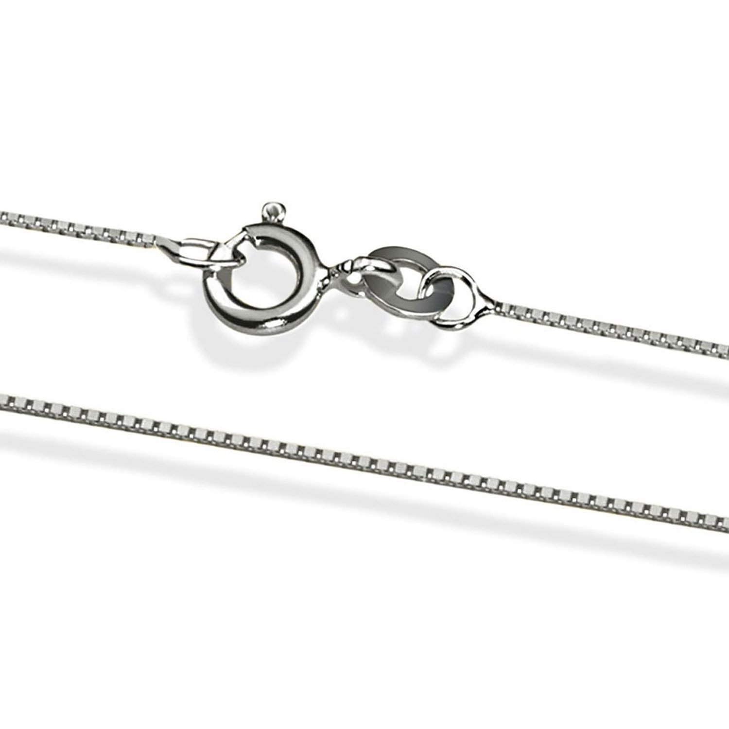 PRINS JEWELS 14 Karat / 585 Gold Italienisch Venezianer Box Kette Weißgold Unisex - Breite 1 mm - verschiedene Längen
