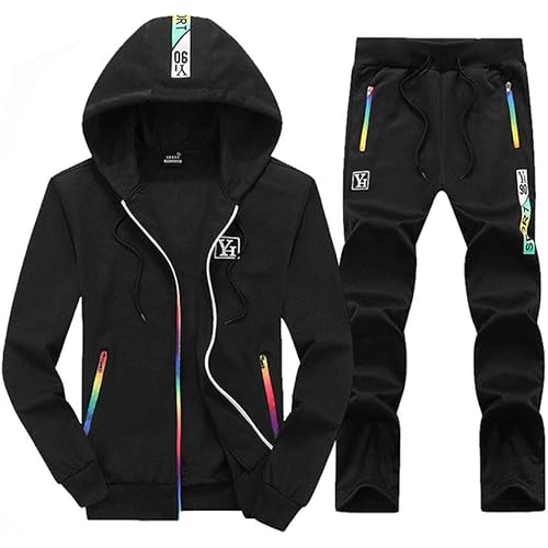 watersouprty Mens Casual Tracksuits 2 Pieces Sets Sports Jogging Hooded Cardigan Sweat Suits