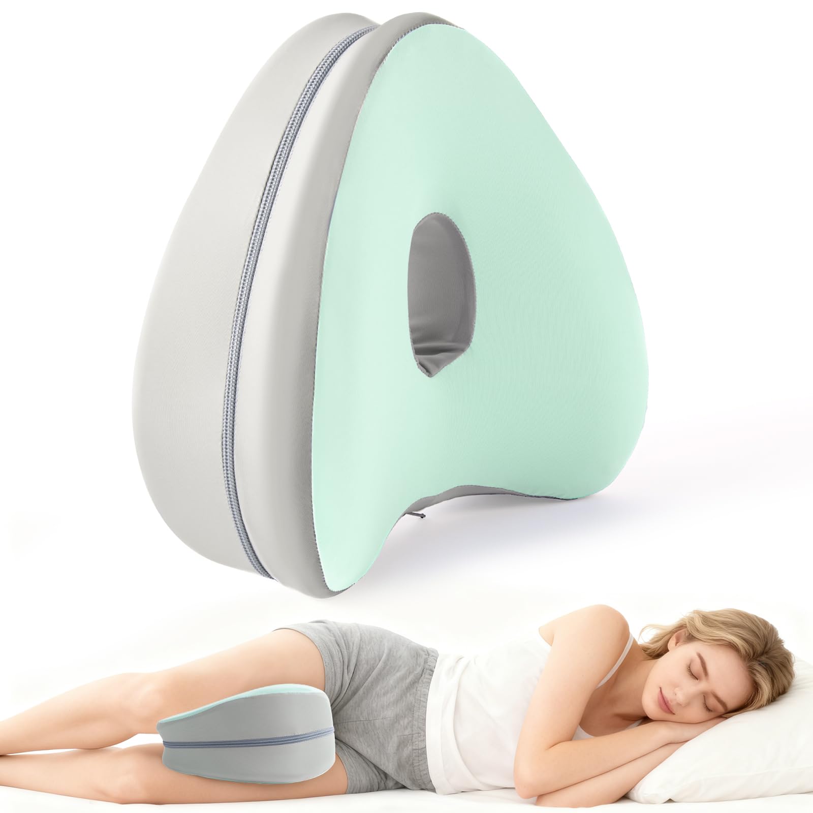 Dioxide Kniekissen für Seitenschläfer Beinkissen Ergonomisches (Weiß) | Seitenschläferkissen Knie mit Memory Foam hüftkissen für Stützt Beine, Knie, Hüfte, Rücken und Schwanger mit abnehmbarem