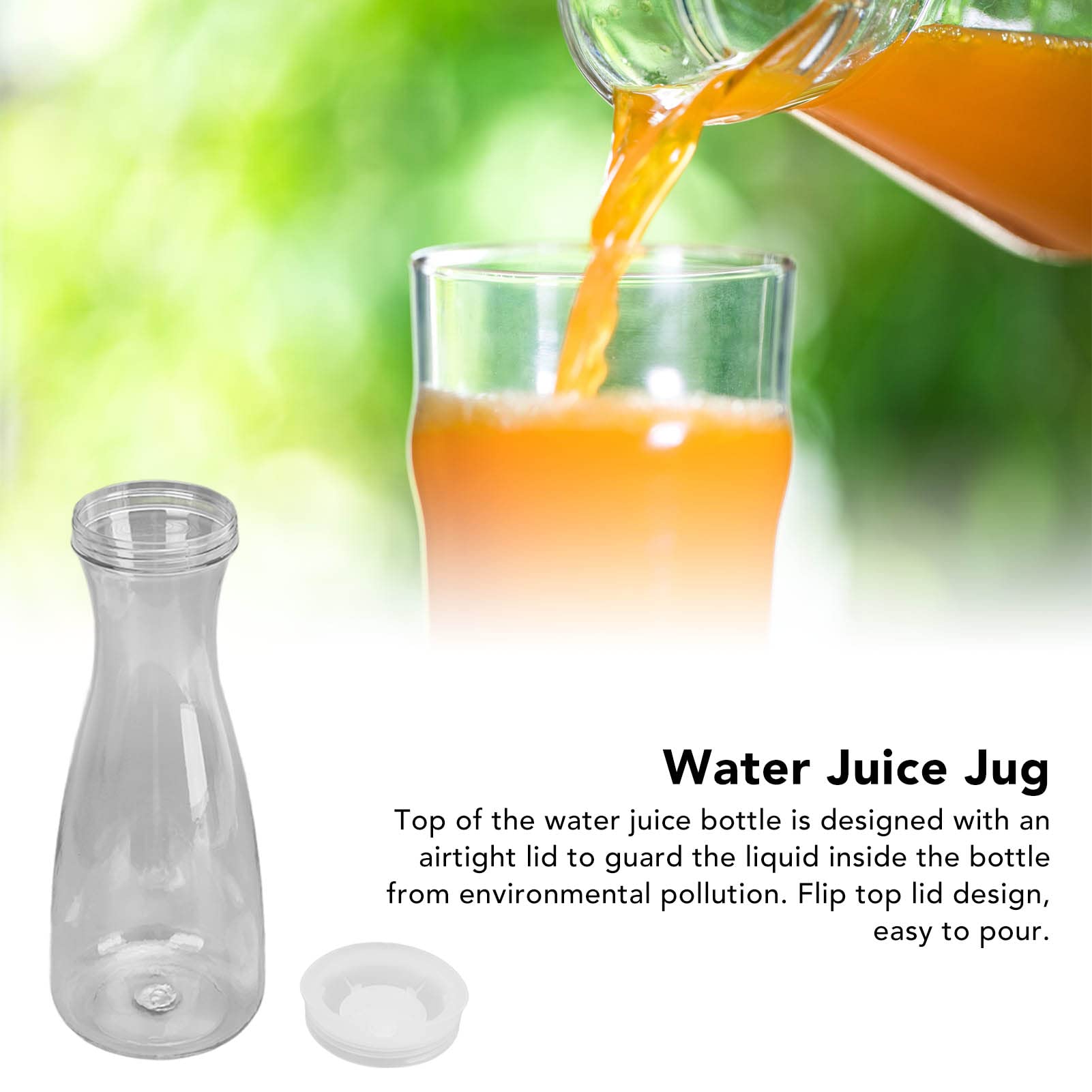 DOERDO - Brocca In Plastica Resistente Con Coperchio 1100ml – Contenitore Per Acqua, Succhi, Tè Freddo E Bevande – Ideale Per Casa, Feste E Ufficio (8,5 X 23,8 Cm)