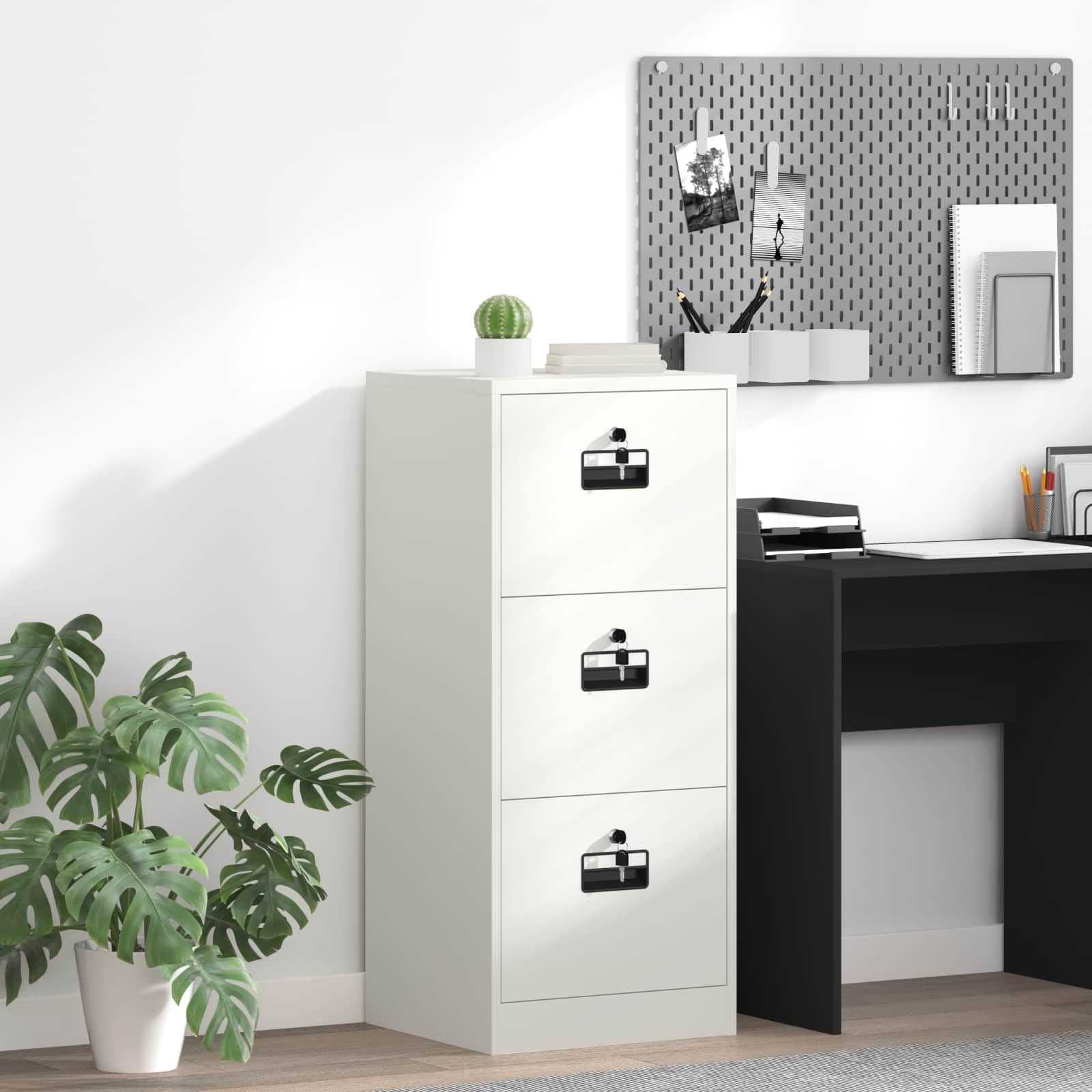 Armadietto per ufficio 44 x 50 x 106,5 cm, in robusto acciaio laminato a freddo, con serrature a cilindro e pratici ripiani estraibili per professionisti