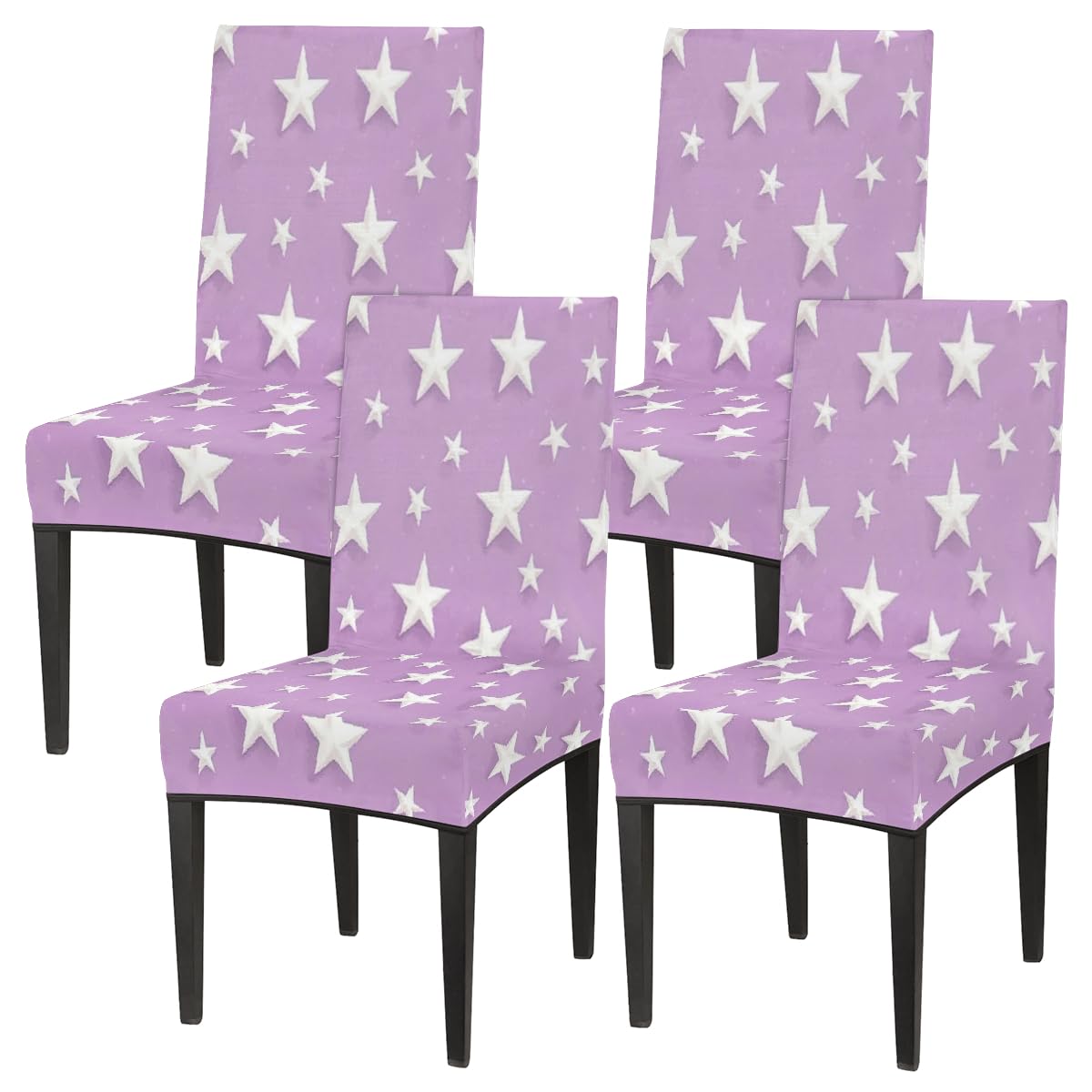 Mexpekil Set di 4 coprisedia elasticizzati per sedie da pranzo, lavabili, per cucina, matrimoni, feste, colore: viola e bianco